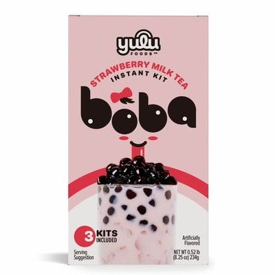 Instant Strawberry Milk Bubble Tea Kit Tapioca Pearls Boba DIY Drink Mix 3