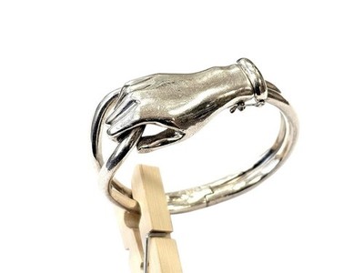 Rudolf Steiner Wien 925 Silber Armreif Armband ''Hand für Freundschaft'' um 1930