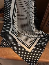 New Silky Square Scarf, Black and Cream Dots