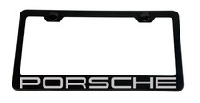 Cayenne Carrera Cayman Stainless Steel Matte Black License Plate Frame W Caps
