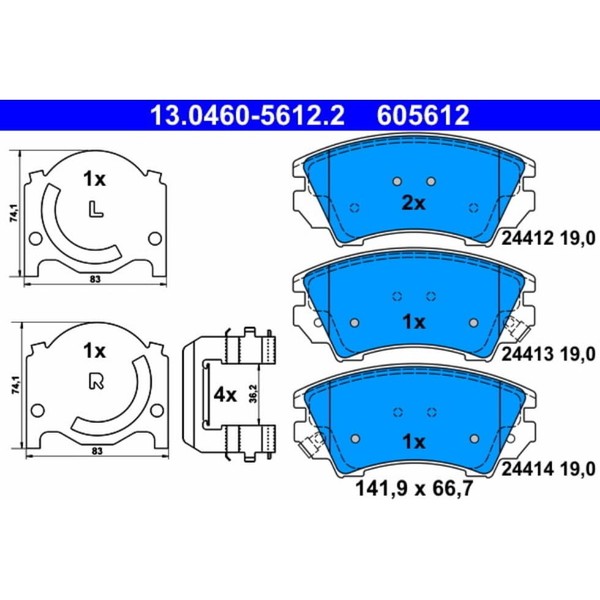 Bremsbelagsatz Scheibenbremse ATE 13.0460-5612.2 FüR Saab Opel Chevrolet-image