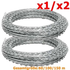 60/150M Stacheldraht Natodraht Klingendraht Sperrdraht Draht Verzinkter Stahl