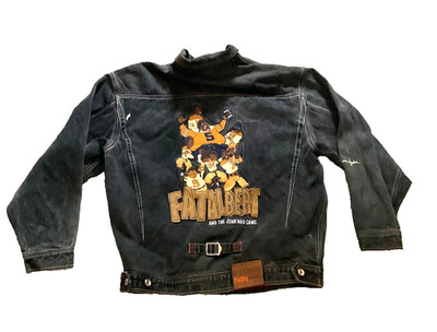 VTG Platinum FUBU Men's Fat Albert Graphic Denim Jacket Sz Large y2k