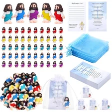 150 Pcs Mini Jesus Figurines Toys Bulk 50 Organza Bag 50 Bible Verse Card 50 ...