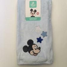 NEW Disney Baby Light Blue Mickey Mouse Cozy Baby Blanket