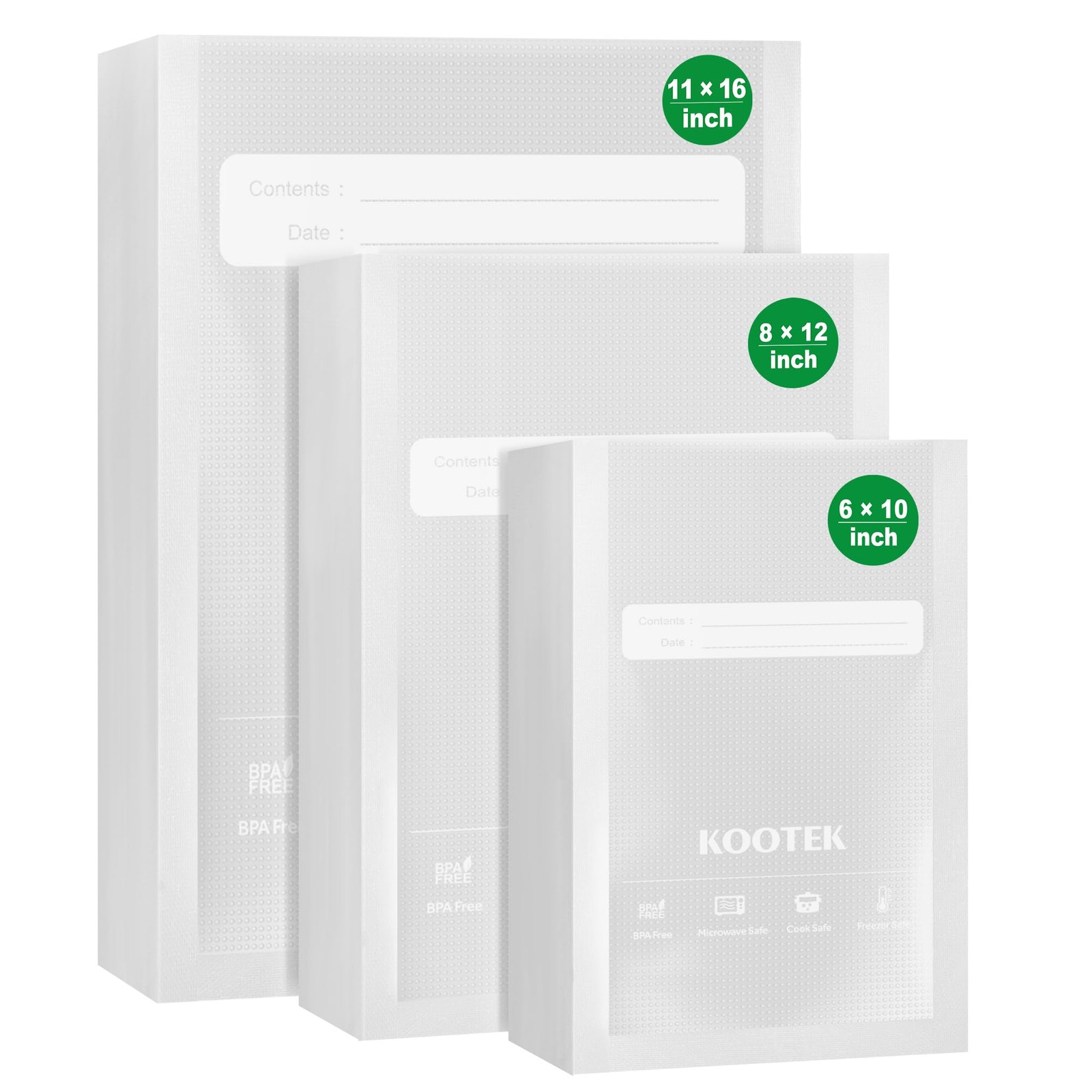 Premium Vacuum Sealer Bags 150-Pack - Gallon, Quart & Pint Sizes for Food Preservation