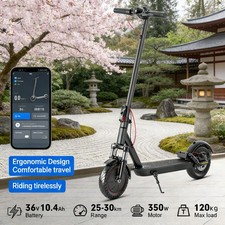 25MPH Dual-Shock APP-Controlled E-Scooter -Adult Xmas/Birthday Fave 10", 10.4AH