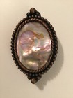 Antiqued Gold Bolo Tie Mount, Abalone Shell Cabochon Insert