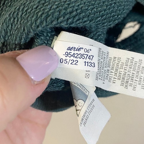 Aerie Offline Cropped Distressed Sweatshirt dunkelgrün Frottee Stoff Gr. XS - Bild 14 von 15