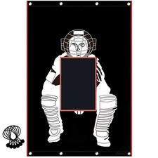 Batting Cage Backstop with Strike Zone Heavy Duty PVC Coated Oxford Fabric Vi...