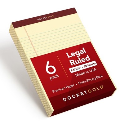 TOPS Legal Pads, 6 Pack, Premium Docket Gold Note Pads, 50 Legal Ruled 8.5 x ...
