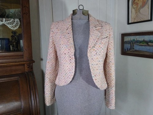 Vintage 1994 CHANEL Pink Tweed and Multi Colored evening Jacket Blazer