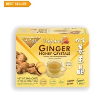 Instant Ginger Honey Crystals, 10 Sachets Instant Hot or Cold Beverage