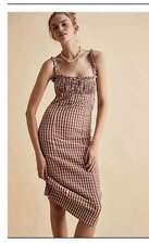 Free People Lucinda Plaid Midi Dress XS New* RK1500-02