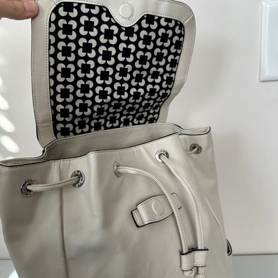 Vera Bradley Off White Vegan Faux Leather Drawstring Backpack Daily Tote Bag Vera Bradley Vegan Faux Leather Off White Drawstring  main image 4