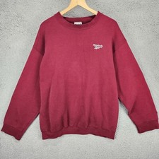 Vintage Reebok Sweatshirt Mens XL Maroon Pullover Crewneck 90s USA Made Distress