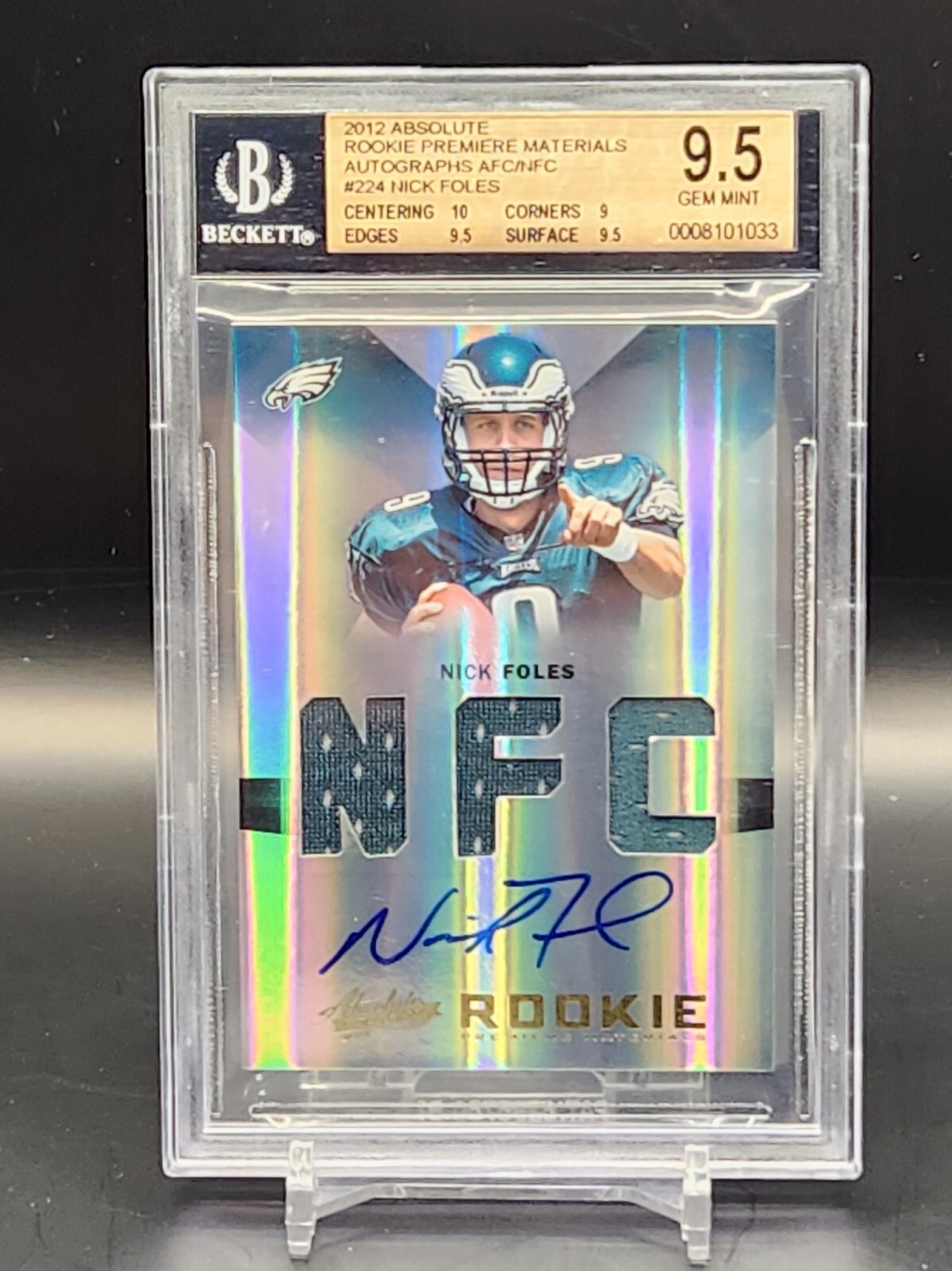 Nick Foles Panini Absolute #224 Rookie Premiere Materials Autograph-NFC Prime