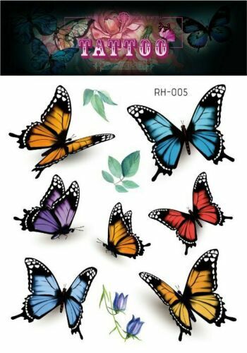 Butterfly Temporary Tattoos 3D Realistic Blue Emperor Girls Party Favour - Picture 22 of 36