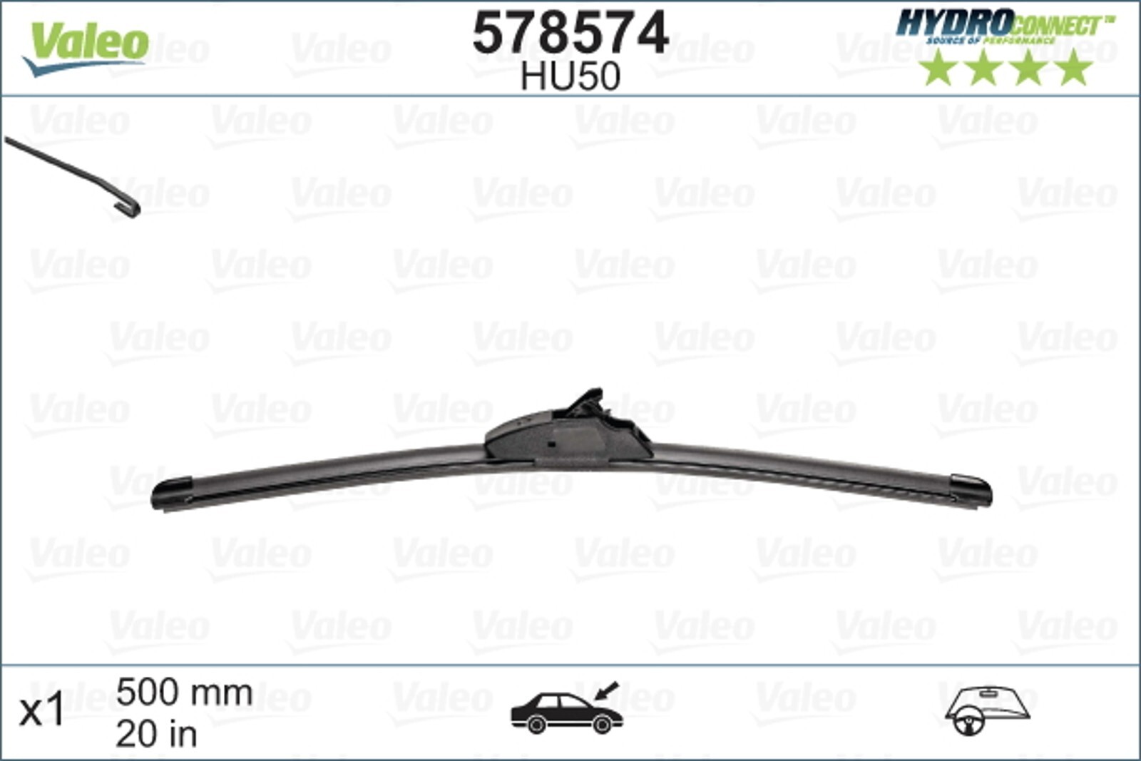 Balai d'essuie-glace 500mm HU50 Hydroconnect Hitch Mount pour pare-brise avant de voiture