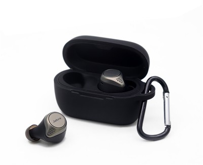 Silicone Protective Case Cover with Carabiner for Jabra Elite 75t / Active