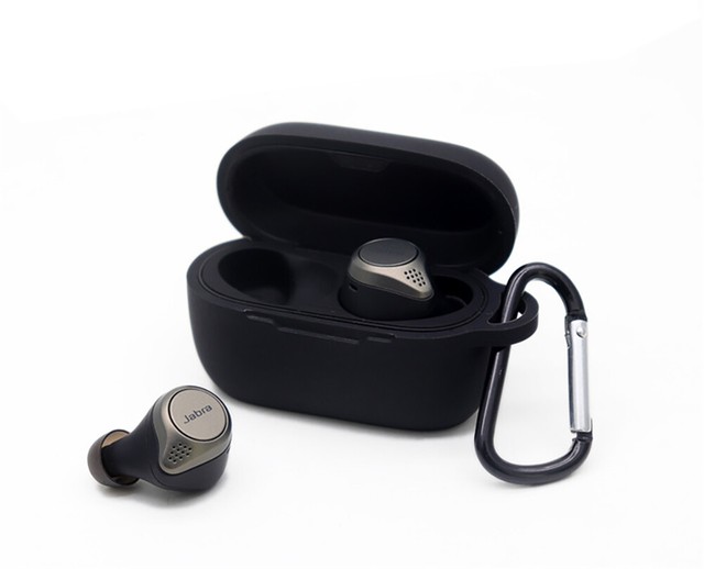 Silicone Protective Case Cover with Carabiner for Jabra Elite 75t