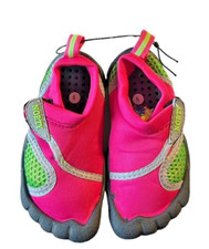 Norty Toddler Girl Skeletoe Five Toe Pink Green Pool Aqua Sock Water Shoes Sz 6