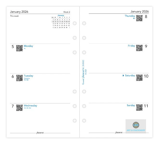 Filofax 2026 Personal Diary - Week On Two Pages - Classic Insert - 68421 - Image 2 of 2