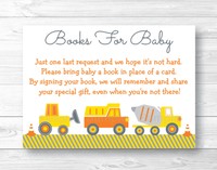 Yellow Construction Trucks Printable Baby Shower Book Request Cards Yellow Construction Trucks Printable Baby Shower Book Request Cards