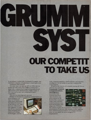 Grumman Data Systems Marshall Space Flight Center Huntsville 2 Pg Print Ad 1984 - Picture 2 of 7
