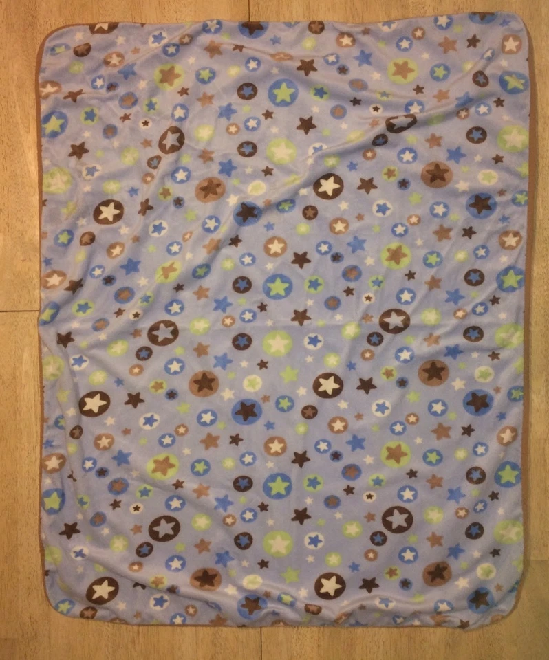 Маленькие чудеса Baby одеяло полоски звезды круги синий зеленый коричневый хлопок плюшевый - Изображение 2 из 4