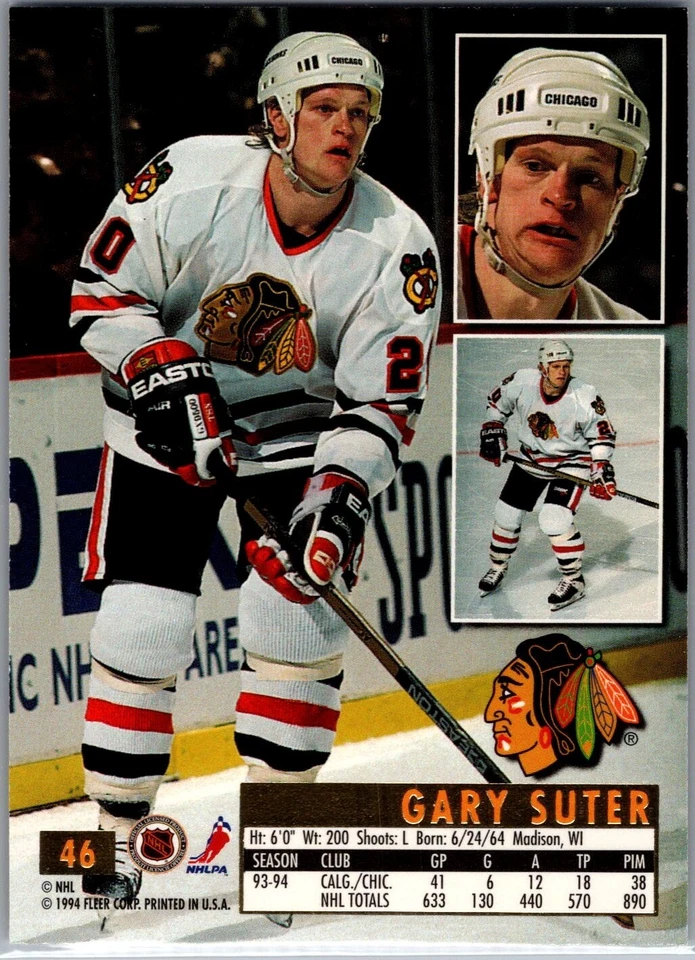 1994-95 Fleer Ultra Hockey - #46 Gary Suter - Image 2 of 2