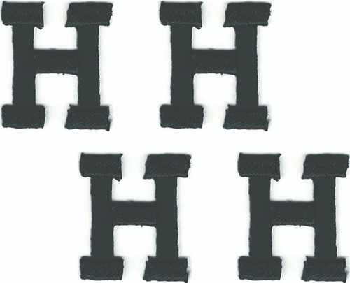 Black Letter H Patch Embroidered Cut out Iron on Sew on (1" in) Lot of 4