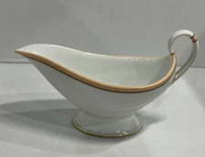 Old Paris Porcelain Gravy Boat Pink Band Worn Gold Gilding