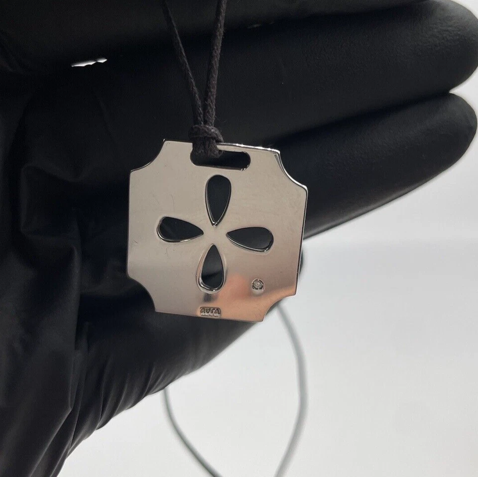 COLLANA DONNA ARGENTO 925 QUADRIFOGLIO PORTAFORTUNA MEDAGLIETTA DIAMANTE 0,01Kt. - Immagine 3 di 4