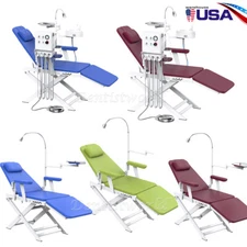 Dental Portable Mobile PU Folding Chair & LED Light/Air Turbine Unit 4 H Silla