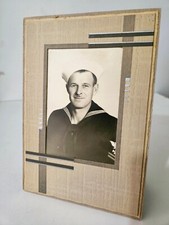 Good Looking Second class petty officer US Navy WW2 Photo In Standup Frame