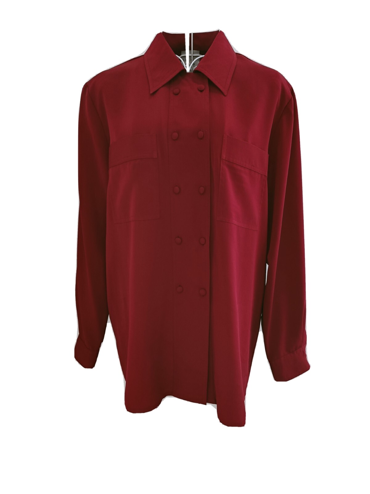 FILA Vintage 90s Dark Red Shirt Blo Size 14 Alexon 2 Rows of Buttons Secretary