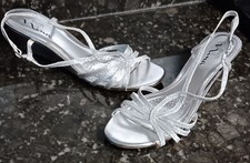 Touch Of Nina Silver Glitter Wedges Formal Wedding Holiday Party Womens US 10 M