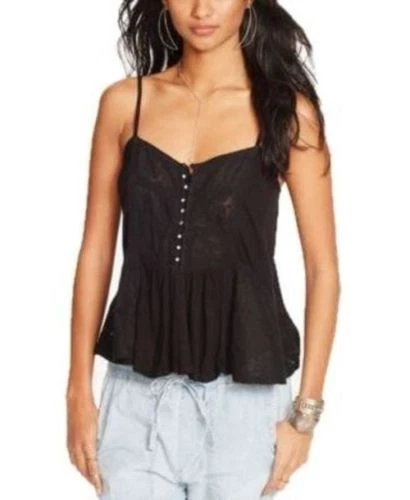 LAUREN RALPH LAUREN Denim & Supply Ralph Lauren Women's New Lace Trim Jersey Camisole Black L & XL