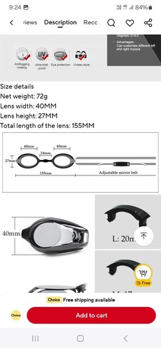 Swimming Goggles Myopia Professional Anti-fog UV Swimming Glasses Men Women - Bild 8 von 10