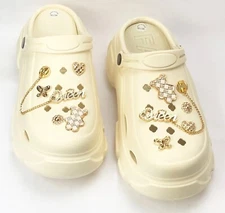 Bling Heart and Gem Shoe Charms Pack for Croc with Chain for Women Girls Party