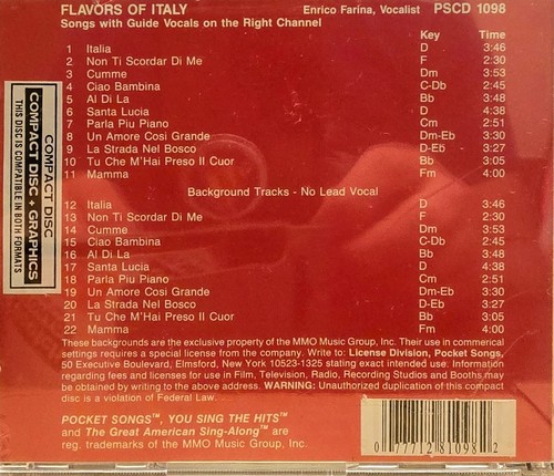 1098 FAVORITE ITALY      POCKET SONGS/ JUST TRACKS KARAOKE CDG   LOT MI