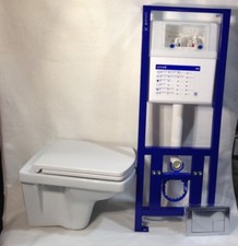 CERSANIT Wall Installations Wall Hung Toilet Set -Rimfree Bowl, Button Seat