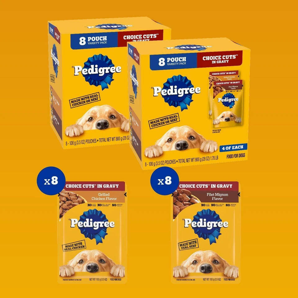 Pedigree Choice Cuts In Gravy Adult Soft Wet Dog Food 3.5 oz Pouches (Pack of 2) - Image 2 of 4