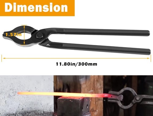 for Beginner Farriers 11.81'' 0004930-300 Blacksmiths' Tong Wolf's Jaw Flat Clip - Picture 8 of 9