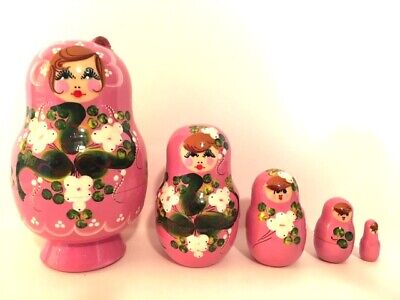 Russian Hand Painted Nesting Doll Matryoshka 5 pcs Piece Sets Made in Russia