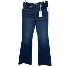 Good American Women's Jeans 10/30 Good Legs Flare Indigo Denim Smooth Mid Rise