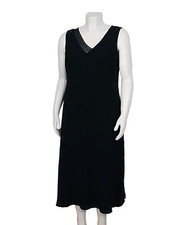 Jones New York Dress Womens Size 14W Black Vintage Beaded Sequin VNeck Midi