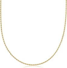 VFK 18K Gold Rope Chain Necklace – Elegant 24'' Unisex Jewelry