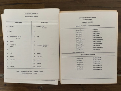 strat-o-matic football 1975 cards (Original Wide format)